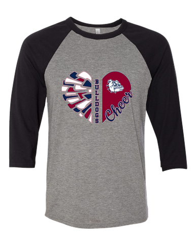 Sierra Linda Bulldogs Heart Cheer Women's Baseball T-Shirt