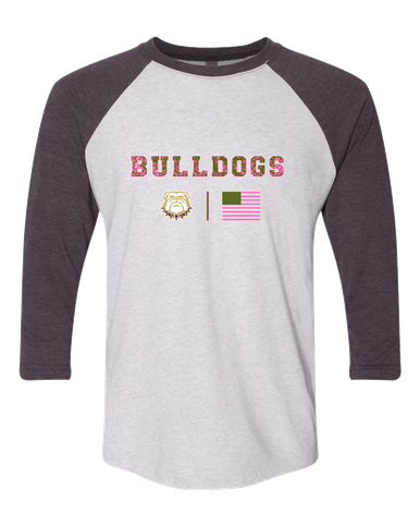 Marianna Bulldogs Pink Camo Flag Women's Baseball T-Shirt