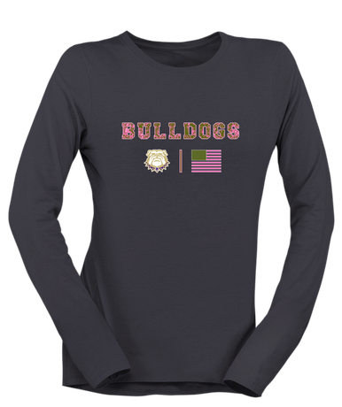 Marianna Bulldogs Pink Camo Flag Women's LS T-Shirt