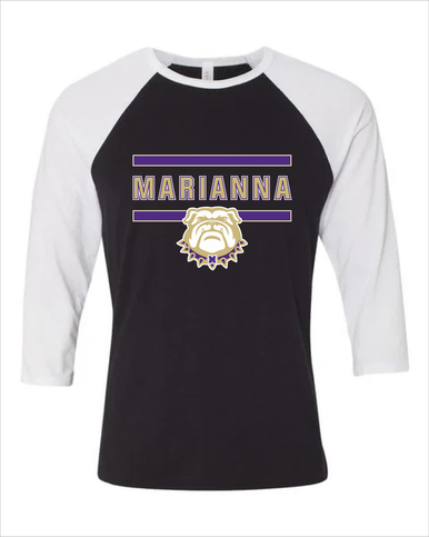Marianna Bulldogs Mascot #4 Women's Baseball T-Shirt