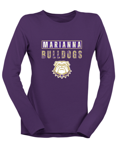 Marianna Bulldogs Mascot #9 Women's LS T-Shirt