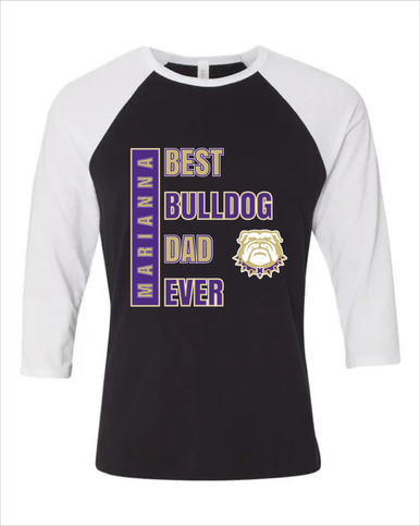 Marianna Bulldogs Best Bulldog Dad Men's Baseball T-Shirt