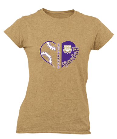 Marianna Bulldogs Heart Baseball Women's SS T-Shirt