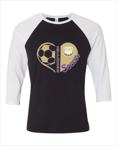 Marianna Bulldogs Heart Soccer Women's Baseball T-Shirt