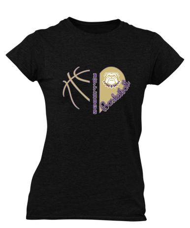 Marianna Bulldogs Heart Basketball Women's SS T-Shirt