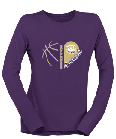 Marianna Bulldogs Heart Basketball Women's LS T-Shirt