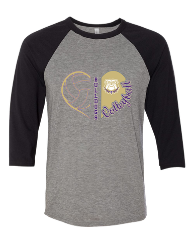 Marianna Bulldogs Heart Volleyball Women's Baseball T-Shirt