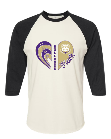 Marianna Bulldogs Heart Track Women's Baseball T-Shirt