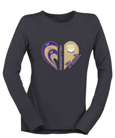 Marianna Bulldogs Heart Track Women's LS T-Shirt