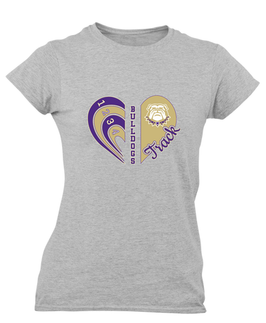 Marianna Bulldogs Heart Track Women's SS T-Shirt
