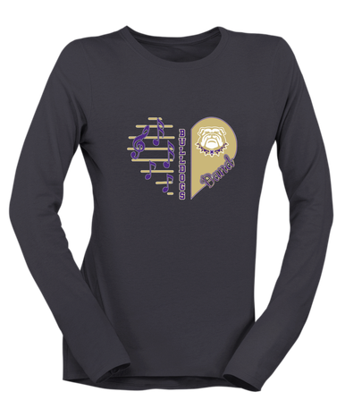 Marianna Bulldogs Heart Band Women's Premium LS T-Shirt