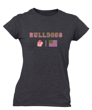 Thomasville Bulldogs Pink Camo Flag Women's Premium SS T-Shirt