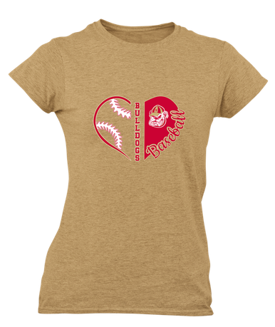 Thomasville Bulldogs Heart Baseball Women's SS T-Shirt