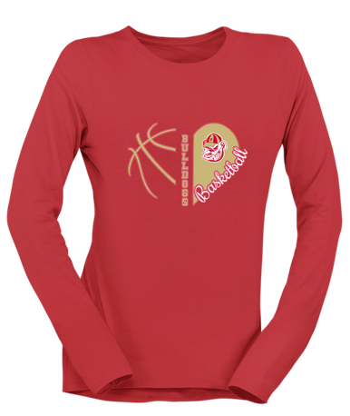 Thomasville Bulldogs Heart Basketball Women's LS T-Shirt