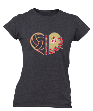 Thomasville Bulldogs Heart Volleyball Women's Premium SS T-Shirt