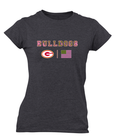 Goochland Bulldogs Pink Camo Flag Women's SS T-Shirt