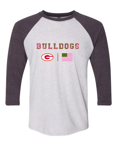 Goochland Bulldogs Pink Camo Flag Women's Baseball T-Shirt