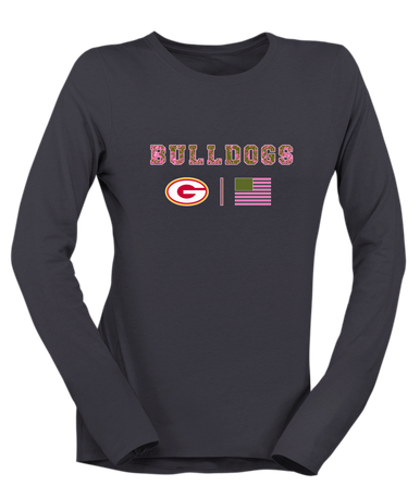 Goochland Bulldogs Pink Camo Flag Women's Premium LS T-Shirt