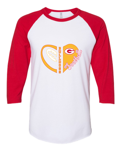 Goochland Bulldogs Heart Football Women's Baseball T-Shirt
