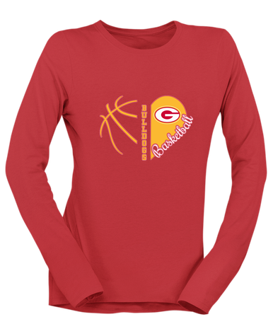 Goochland Bulldogs Heart Basketball Women's LS T-Shirt