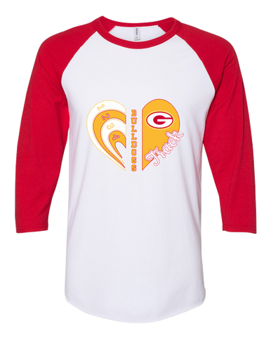Goochland Bulldogs Heart Track Women's Baseball T-Shirt