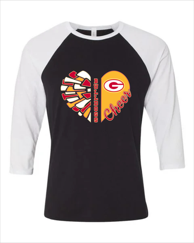 Goochland Bulldogs Heart Cheer Women's Baseball T-Shirt