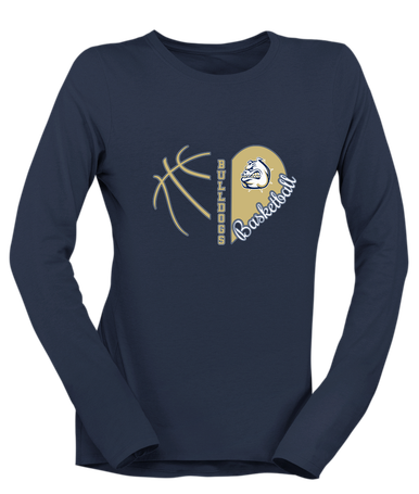 Fairdale Bulldogs Heart Basketball Women's LS T-Shirt