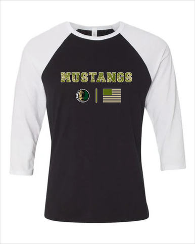 Morrow Mustangs Camo Flag Women's Baseball T-Shirt