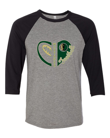 Morrow Mustangs Heart Football Women's Baseball T-Shirt