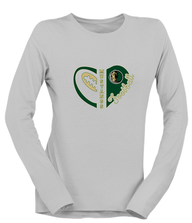 Morrow Mustangs Heart Football Women's LS T-Shirt