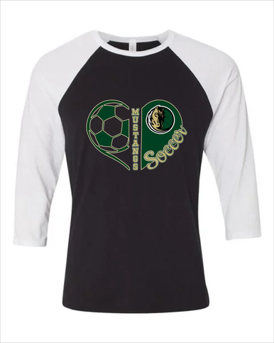 Morrow Mustangs Heart Soccer Women's Baseball T-Shirt
