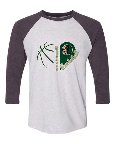 Morrow Mustangs Heart Basketball Women's Baseball T-Shirt