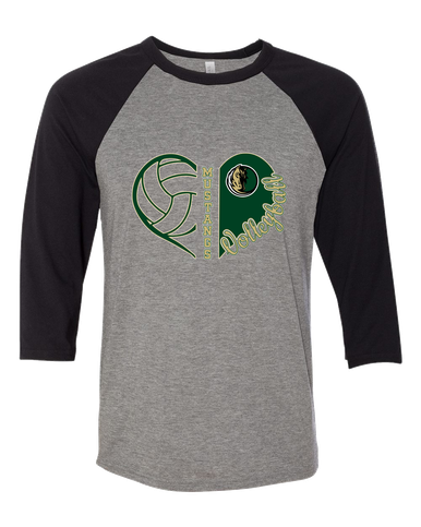 Morrow Mustangs Heart Volleyball Women's Baseball T-Shirt