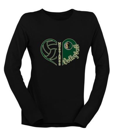 Morrow Mustangs Heart Volleyball Women's LS T-Shirt