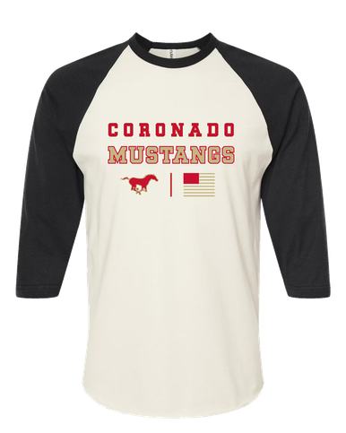 Coronado Mustangs Spirit Flag Women's Baseball T-Shirt