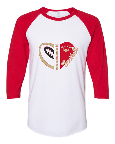 Coronado Mustangs Heart Football Women's Baseball T-Shirt