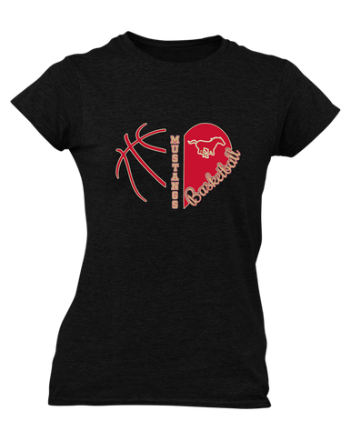 Coronado Mustangs Heart Basketball Women's SS T-Shirt