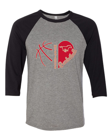 Coronado Mustangs Heart Basketball Women's Baseball T-Shirt
