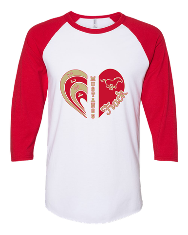 Coronado Mustangs Heart Track Women's Baseball T-Shirt