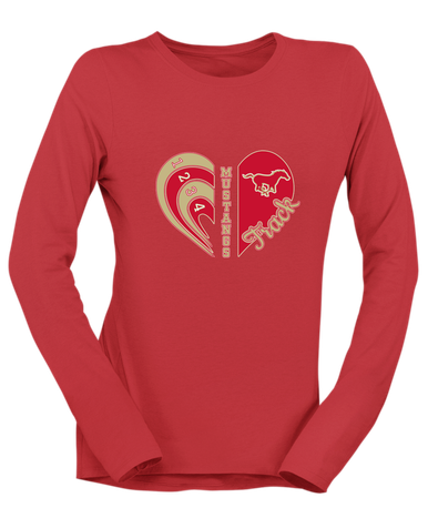 Coronado Mustangs Heart Track Women's Premium LS T-Shirt