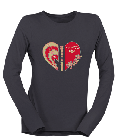 Coronado Mustangs Heart Track Women's LS T-Shirt