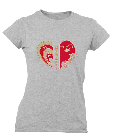 Coronado Mustangs Heart Track Women's SS T-Shirt