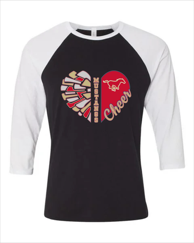 Coronado Mustangs Heart Cheer Women's Baseball T-Shirt