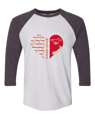 Coronado Mustangs Heart Band Women's Baseball T-Shirt