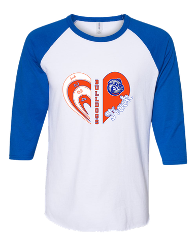 Freeport Bulldogs Heart Track Women's Baseball T-Shirt