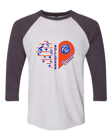Freeport Bulldogs Heart Band Women's Baseball T-Shirt