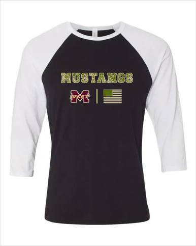 Magnolia West Mustangs Camo Flag Men's Baseball T-Shirt