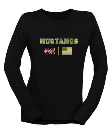 Magnolia West Mustangs Camo Flag Women's LS T-Shirt