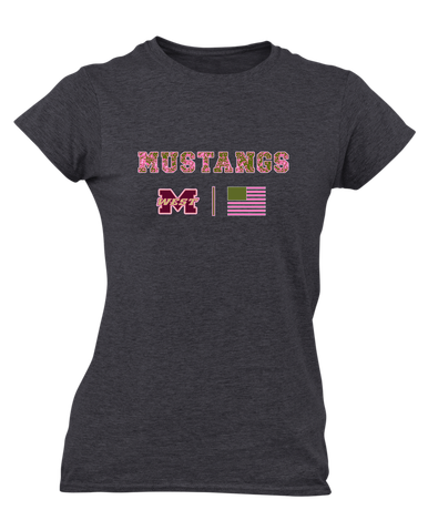 Magnolia West Mustangs Pink Camo Flag Women's Premium SS T-Shirt