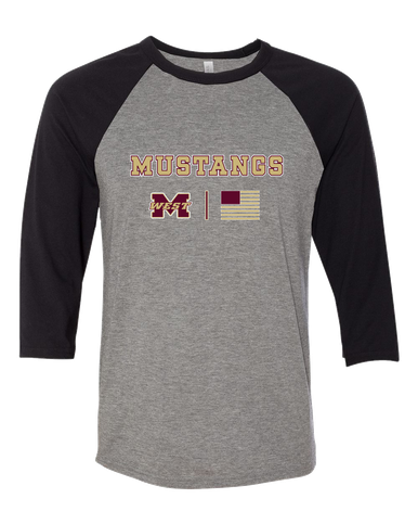 Magnolia West Mustangs Team Colors Flag Women's Baseball T-Shirt